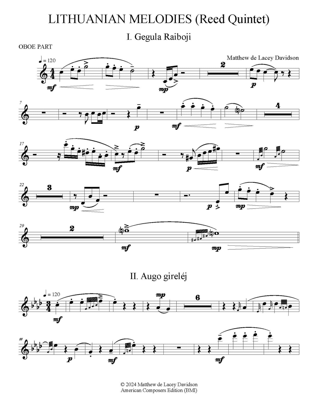 Davidson: 5 Lithuanian Melodies