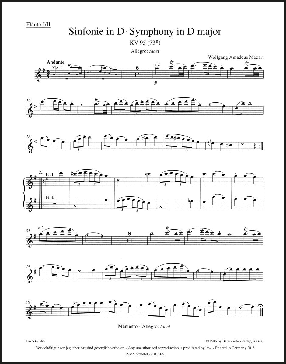 Mozart: Symphony No. 45 in D Major, K. 95 (73n)