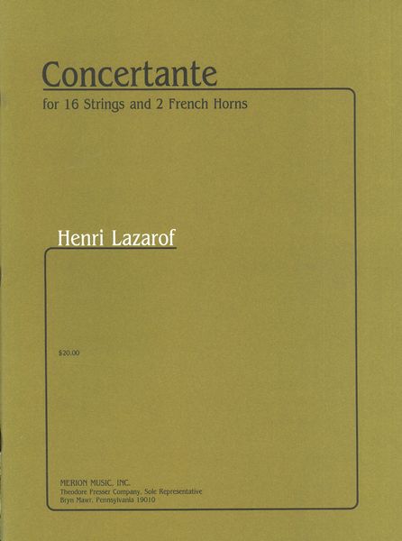 Lazarof: Concertante No. 1