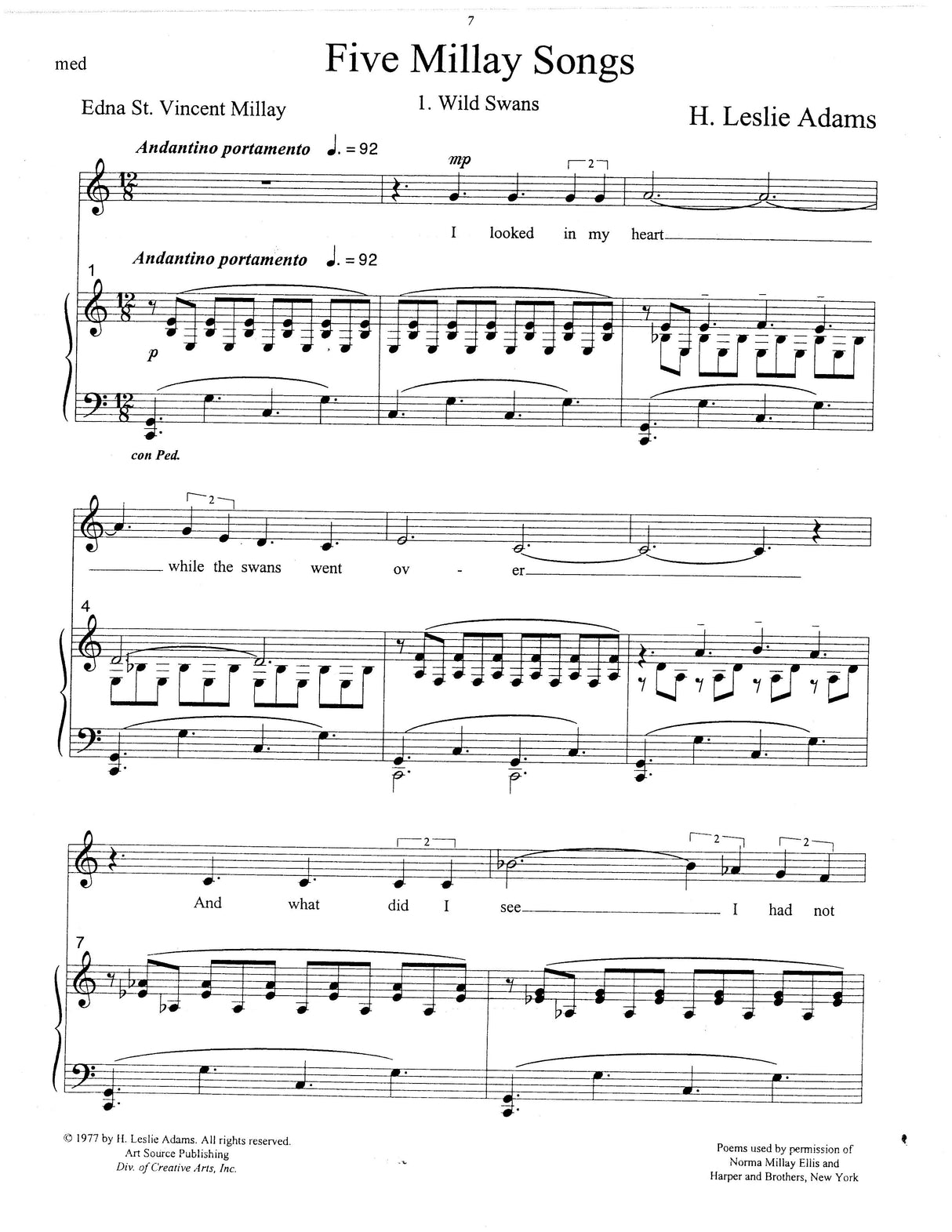 H.L. Adams: 5 Millay Songs