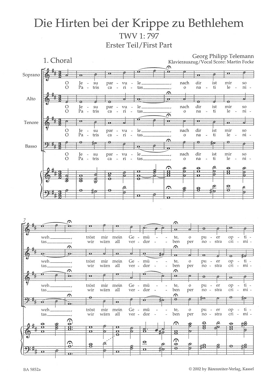 Telemann: Die Hirten bei der Krippe zu Bethlehem, TWV 1:797