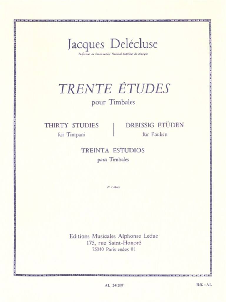 Delécluse: 30 Etudes for Timpani - Volume 1 (Nos. 1-10)