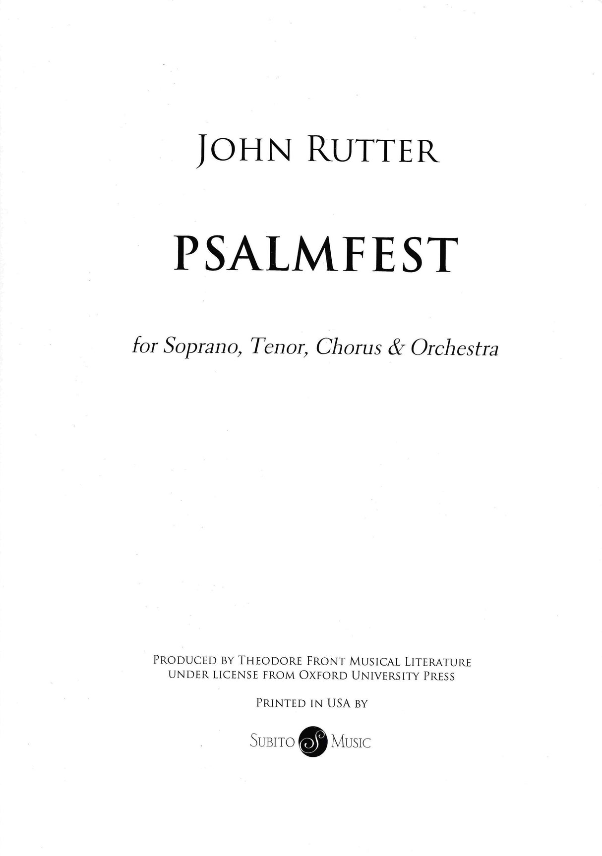 Rutter: Psalmfest (Version with Orchestra)