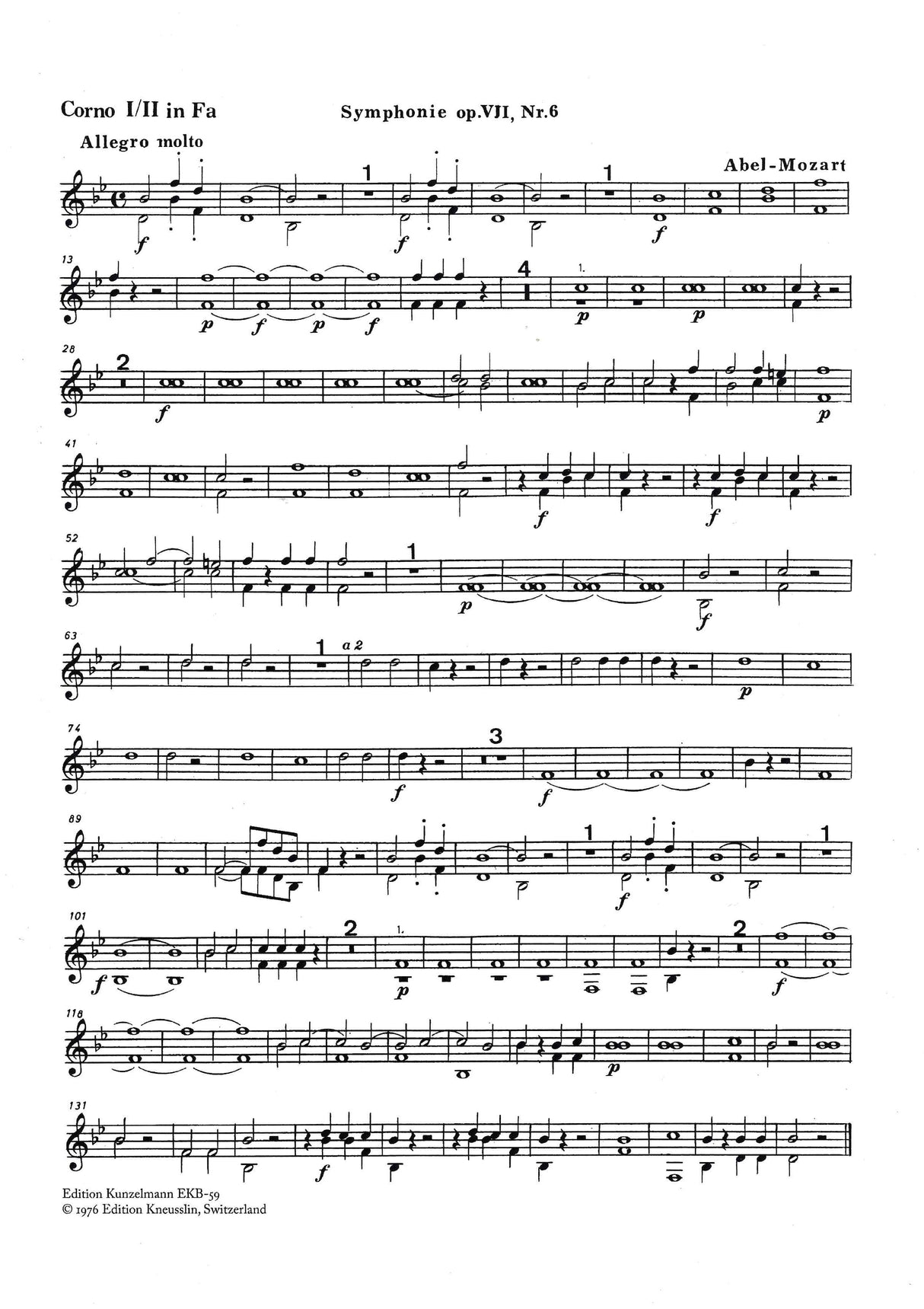 Abel-Mozart: Symphony in E-flat Major, WK 18, Op. 7, No. 6