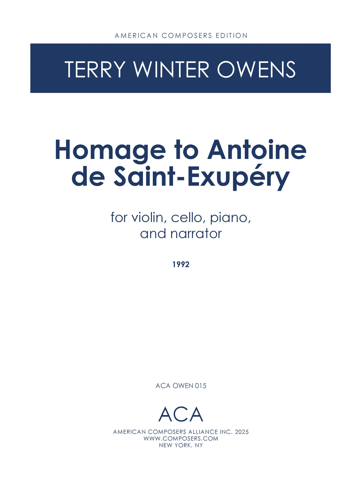 T.W. Owens: Homage to Antoine de Saint-Exupery