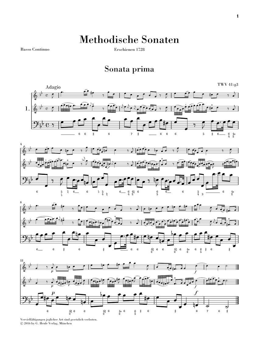 Telemann: Methodical Sonatas for Flute or Violin and continuo - Volume 1