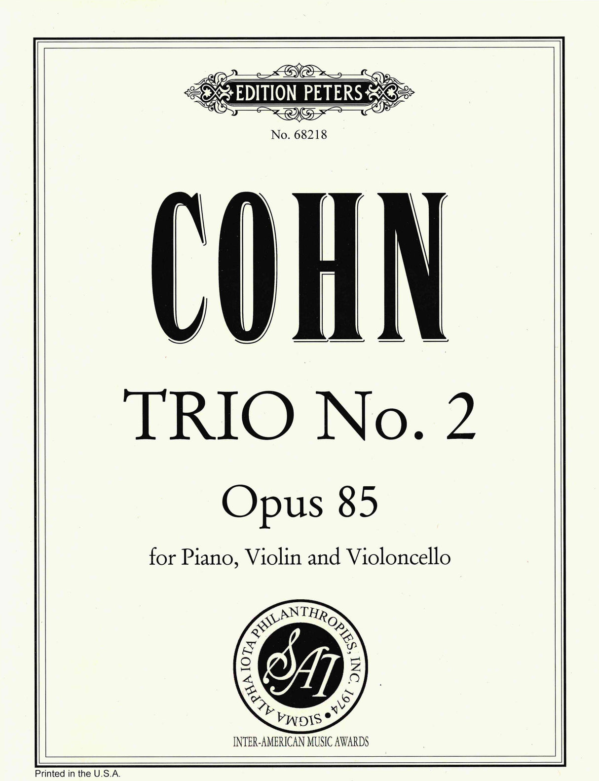 Cohn: Piano Trio No. 2, Op. 85