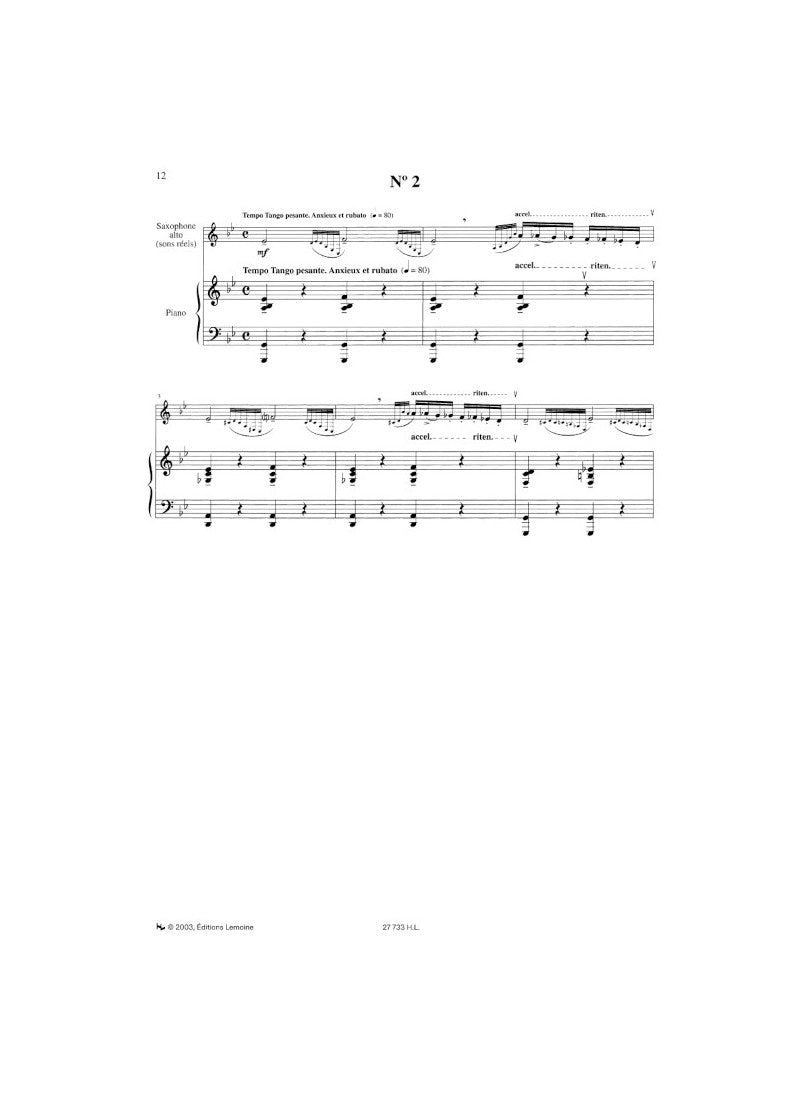 Piazzolla: Tango-Études (for alto sax or clarinet and piano)