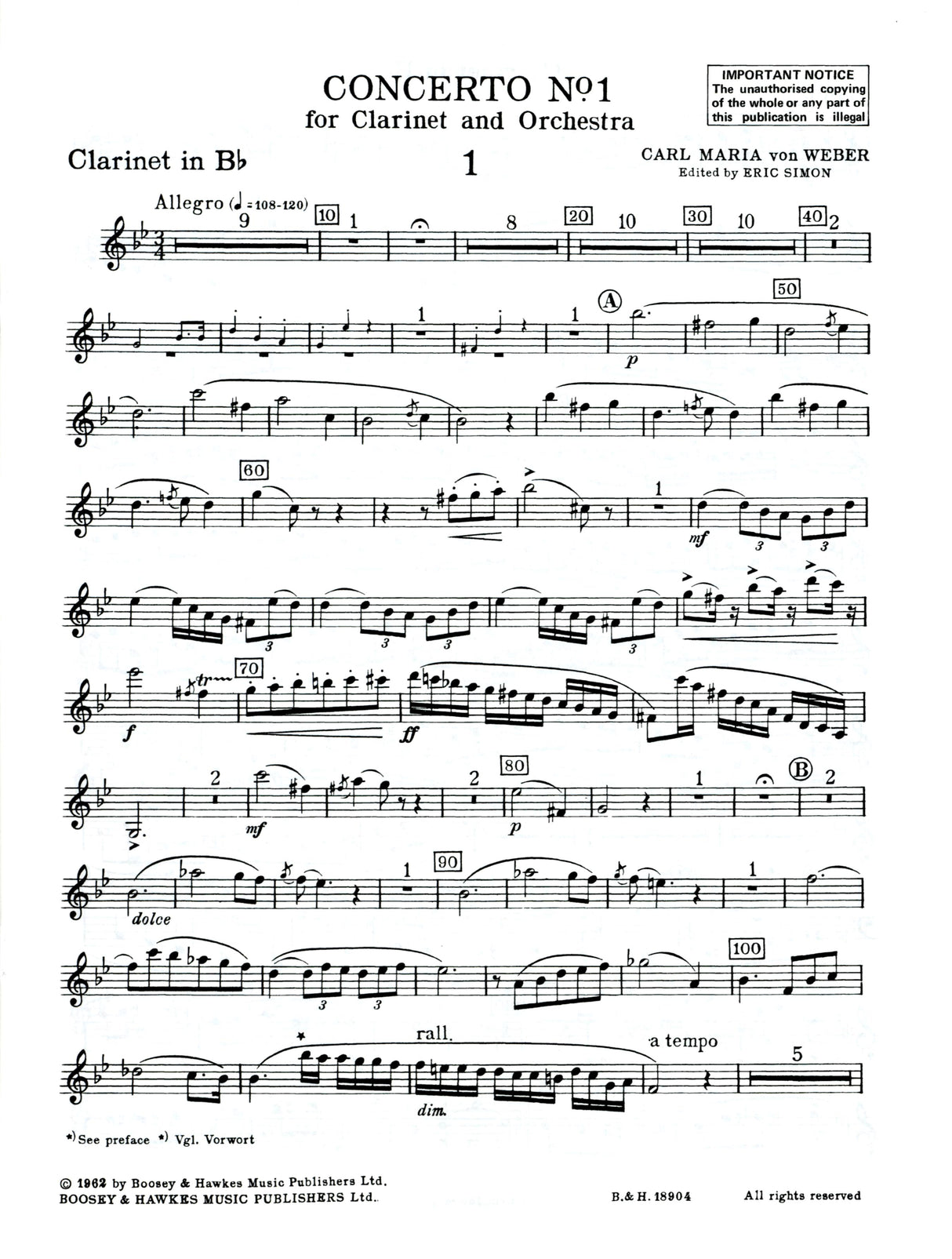 Weber: Clarinet Concerto No. 1 in F Minor, Op. 73