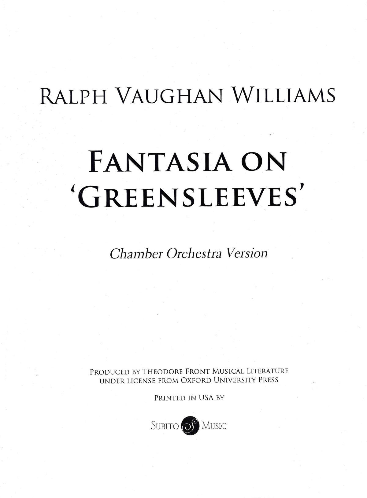 Vaughan Williams: Fantasia On Greensleeves (arr. for chamber orchestra)