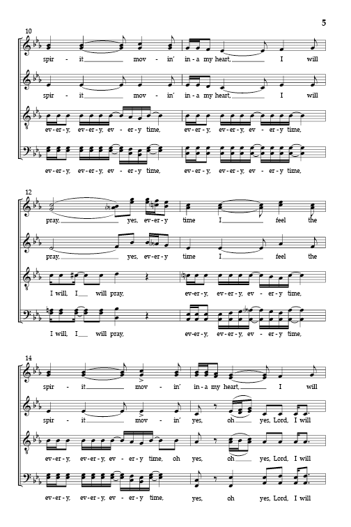 Every Time I Feel the Spirit (arr. for SATB choir)