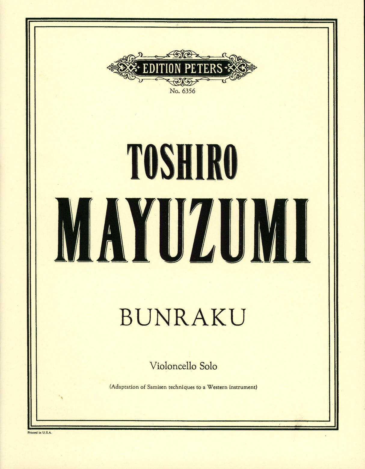 Mayuzumi: Bunraku