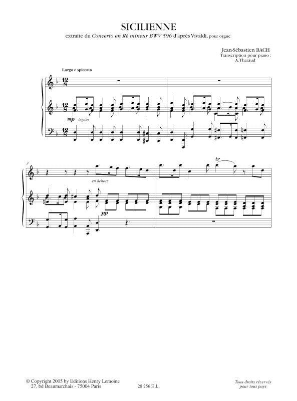Bach: Sicilienne from Concerto, BWV 596 (arr. for piano)