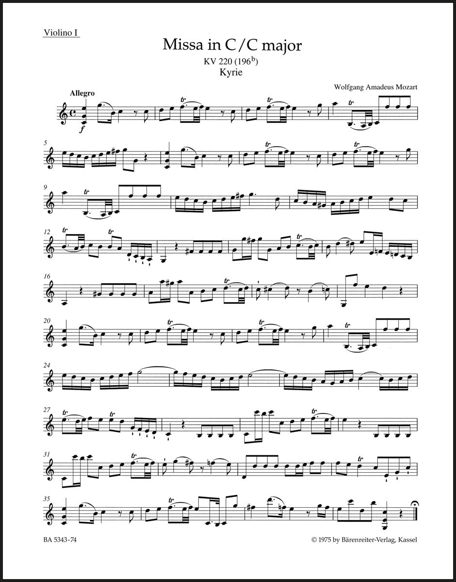Mozart: Missa in C Major, K. 220 (196b)