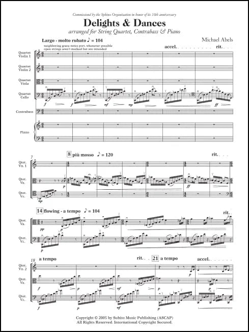Abels: Delights & Dances (Version for String Quartet & Piano)