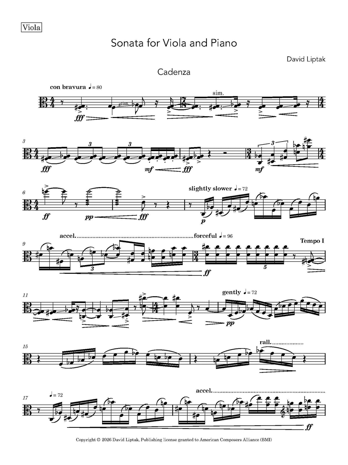 Liptak: Viola Sonata
