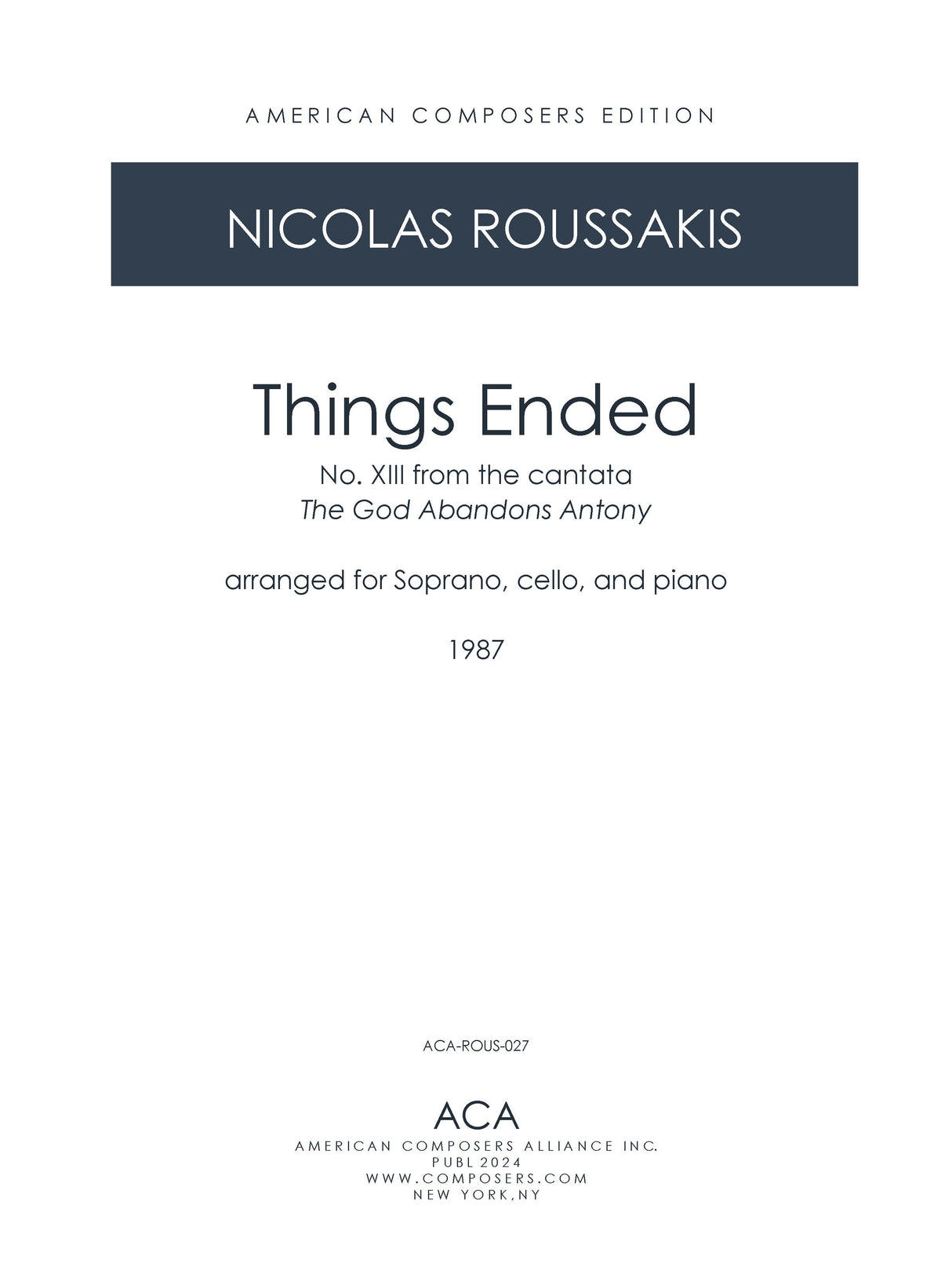 Roussakis: Things Ended