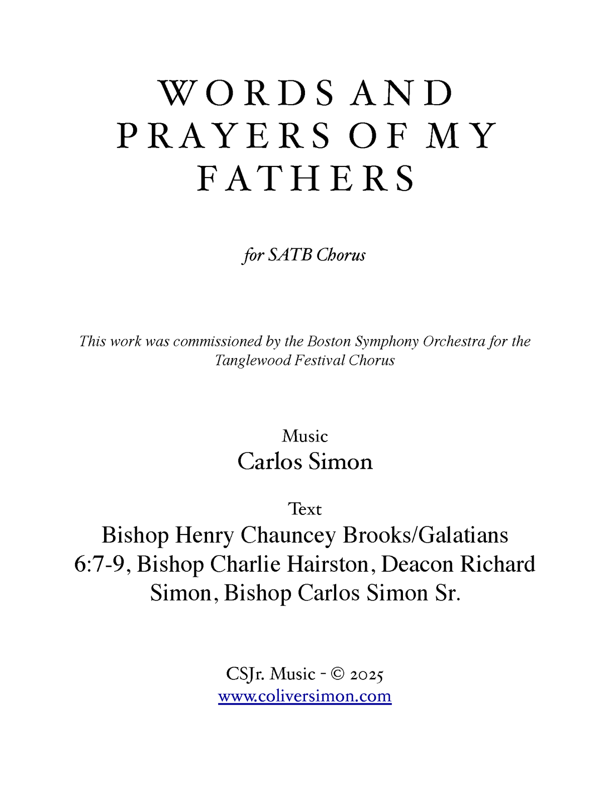 Simon: Words and Prayers of My Fathers