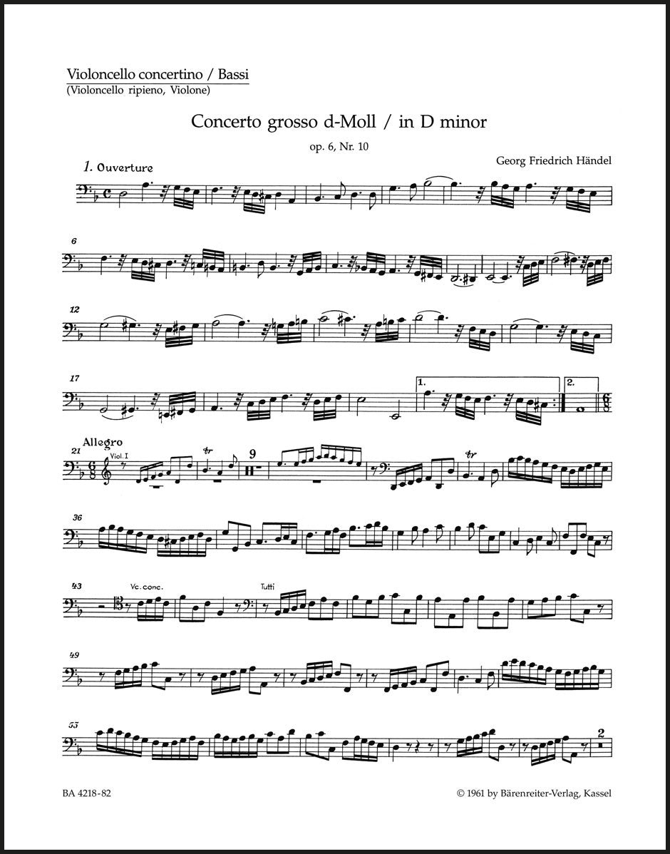 Handel: Concerto grosso in D Minor, HWV 328, Op. 6, No. 10