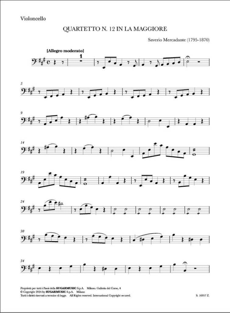 Mercadante: Quartet No. 12 in A Major