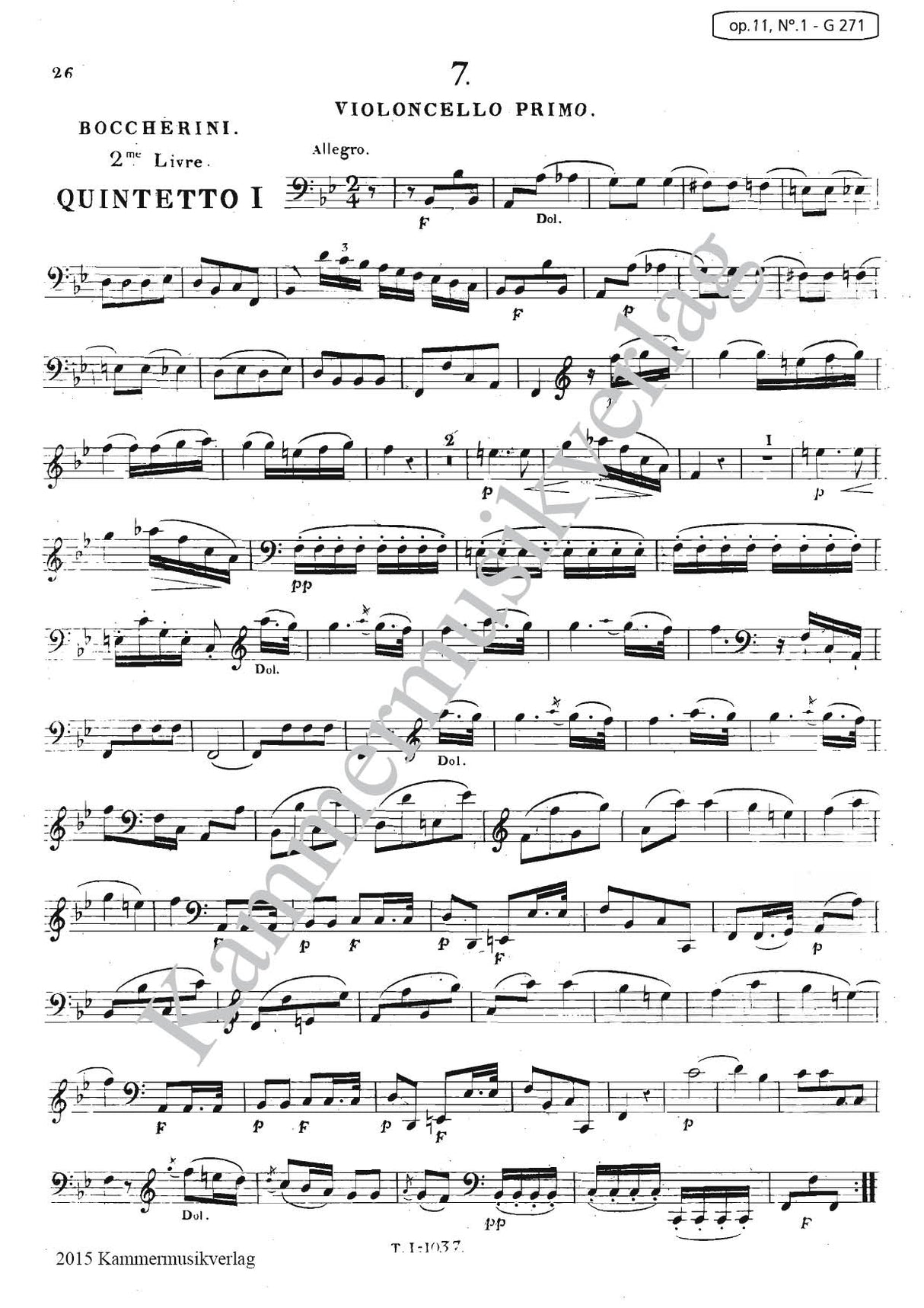 Boccherini: 6 String Quintets, G 271-276, Op. 11, Nos. 1-6