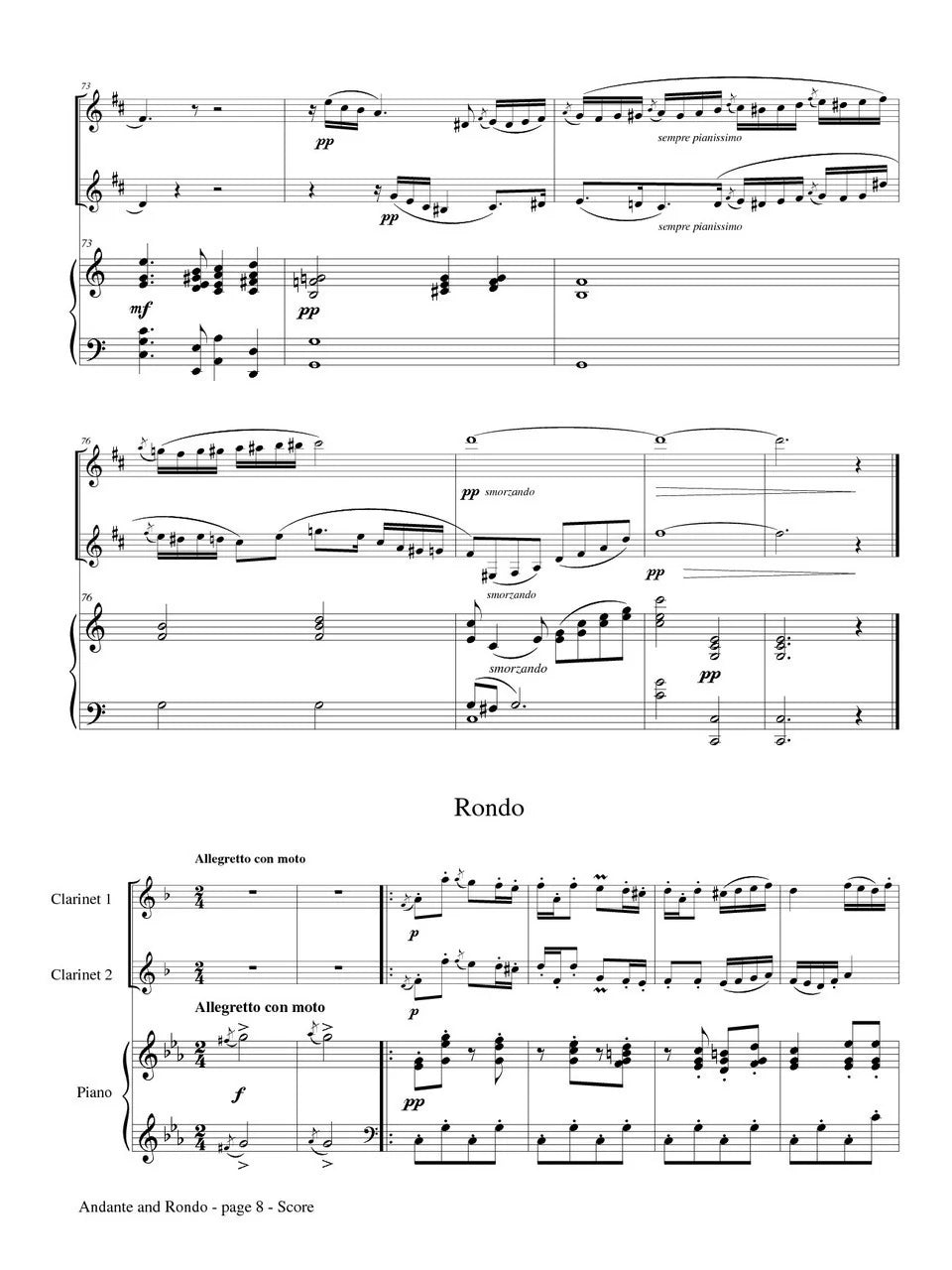 Doppler: Andante and Rondo, Op. 25 (arr. for 2 clarinets & piano)