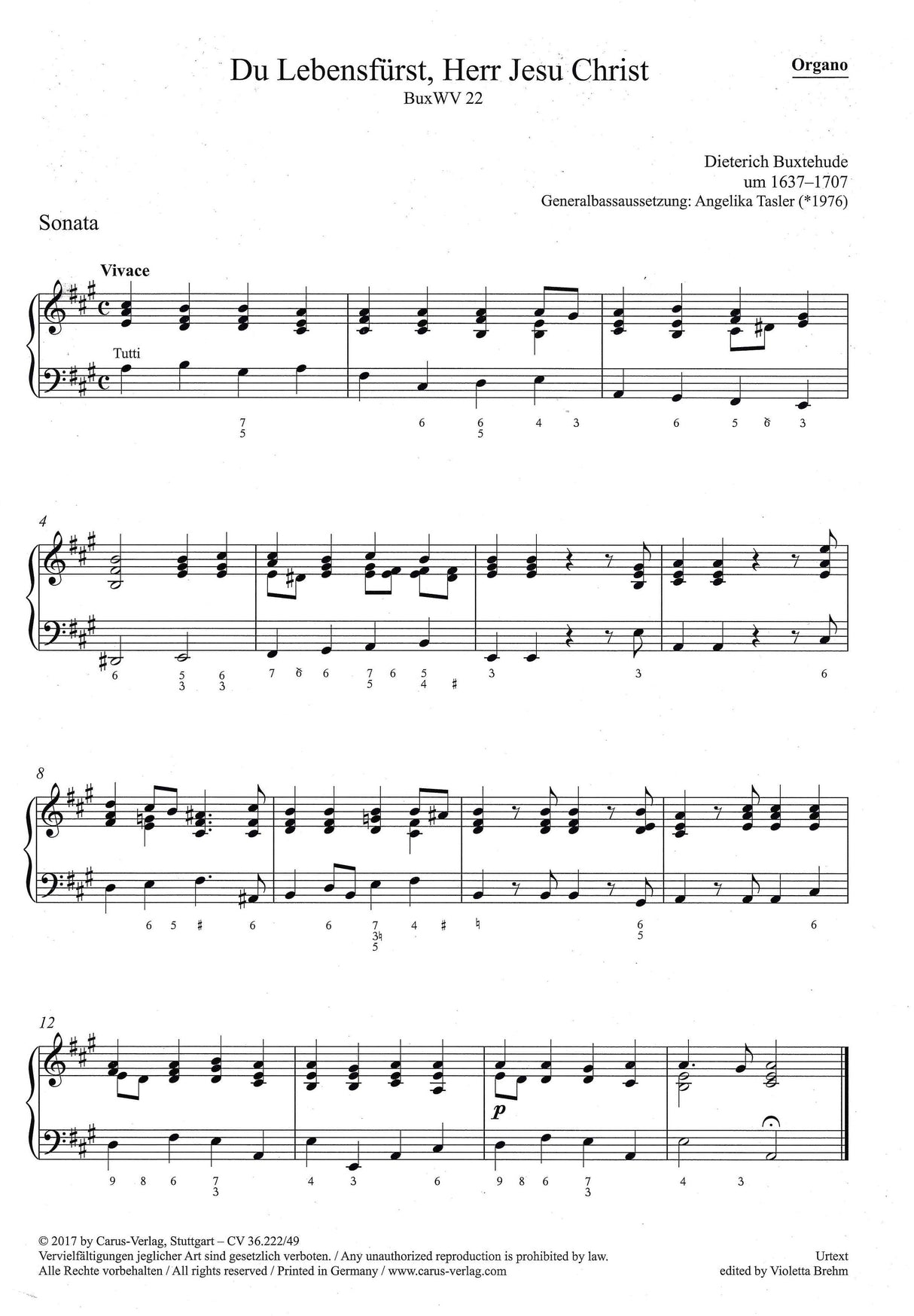 Buxtehude: Du Lebensfürst, Herr Jesu Christ , BuxWV 22