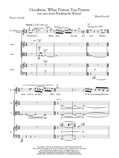 Mazzoli: Goodness, What Powers You Possess (Version for Tenor & Ensemble)