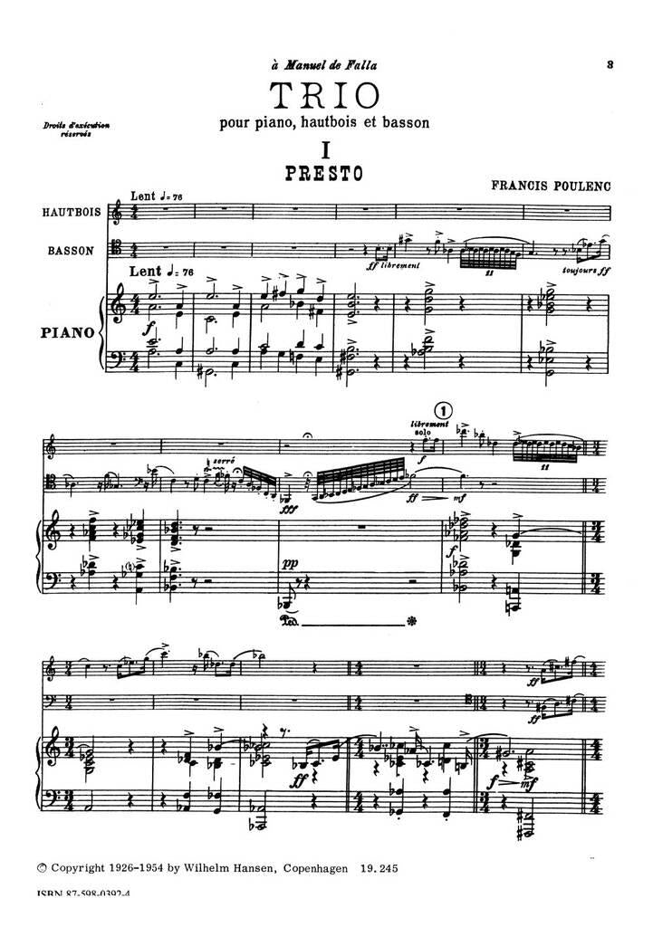 Poulenc: Trio for Piano, Oboe and Bassoon