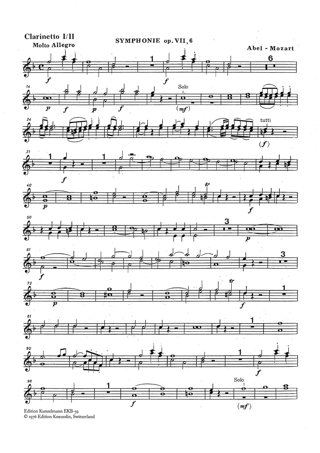 Abel-Mozart: Symphony in E-flat Major, WK 18, Op. 7, No. 6