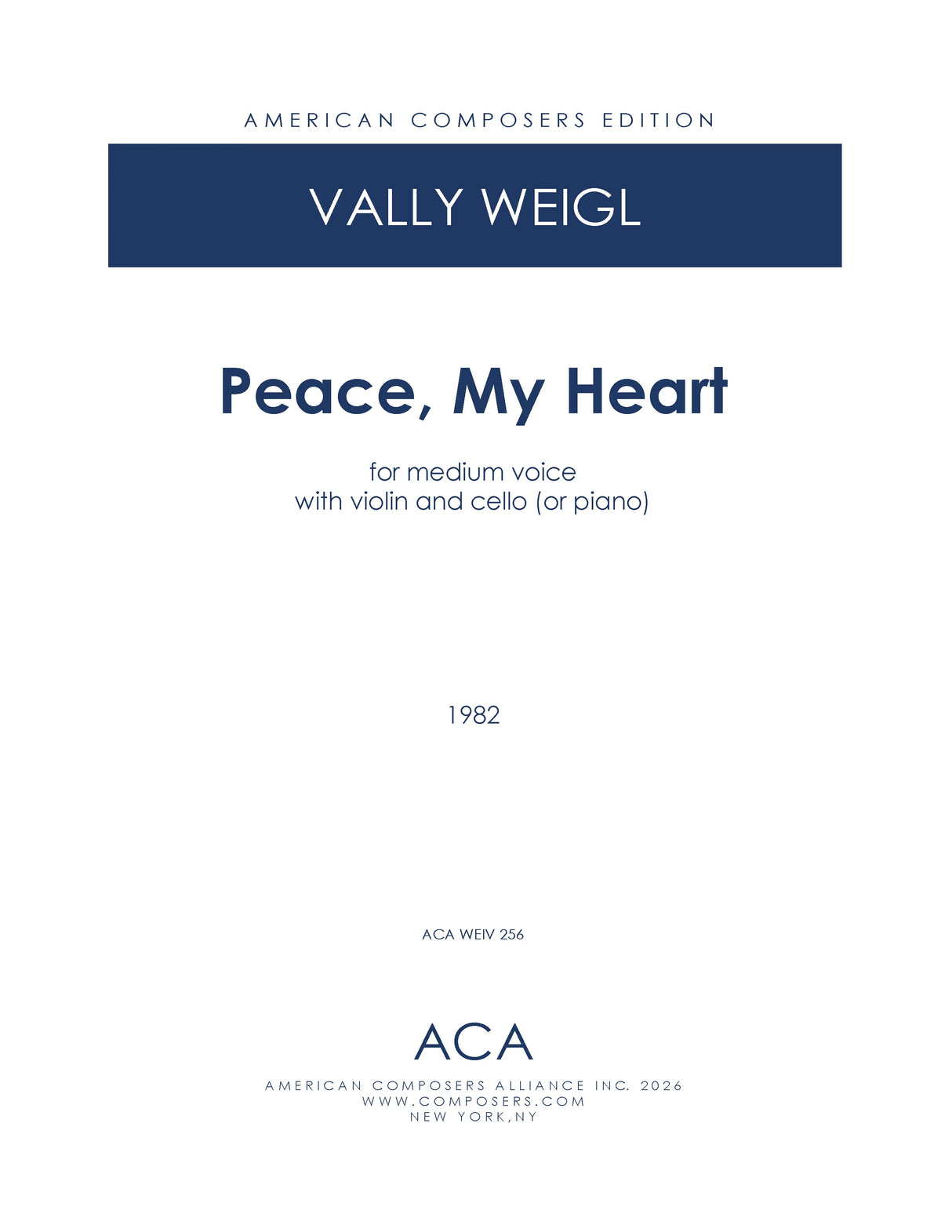 Weigl: Peace, My Heart