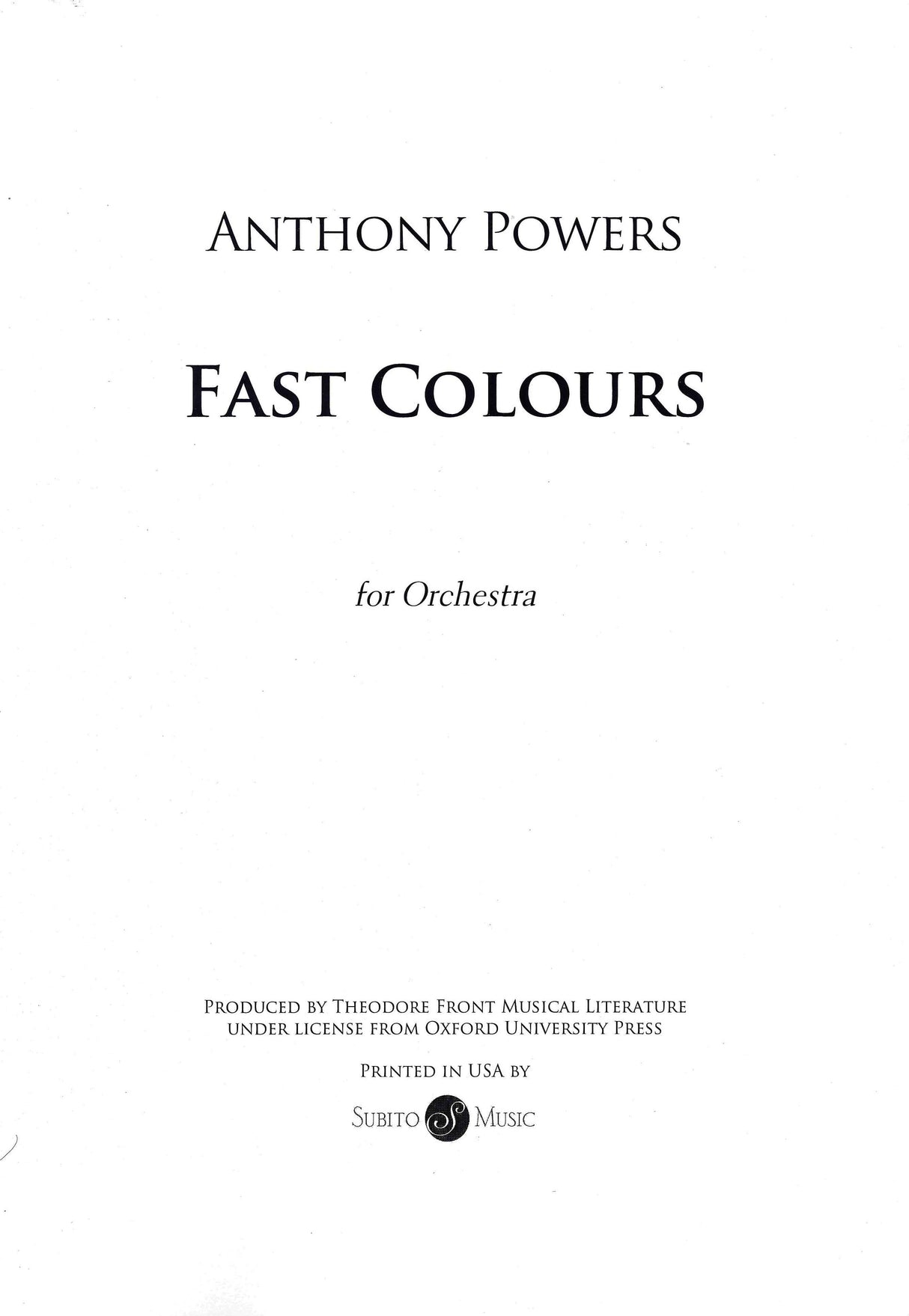 Powers: Fast Colours (Version for Orchestra)