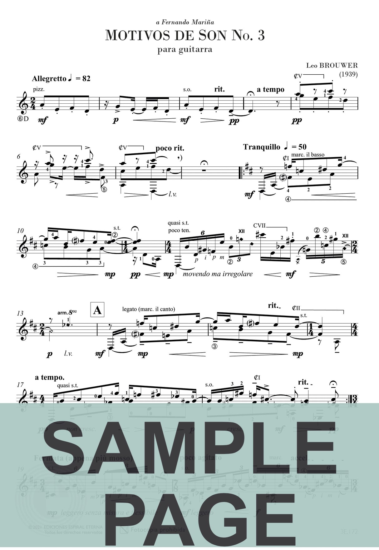 Brouwer: Motivos de Son No. 3