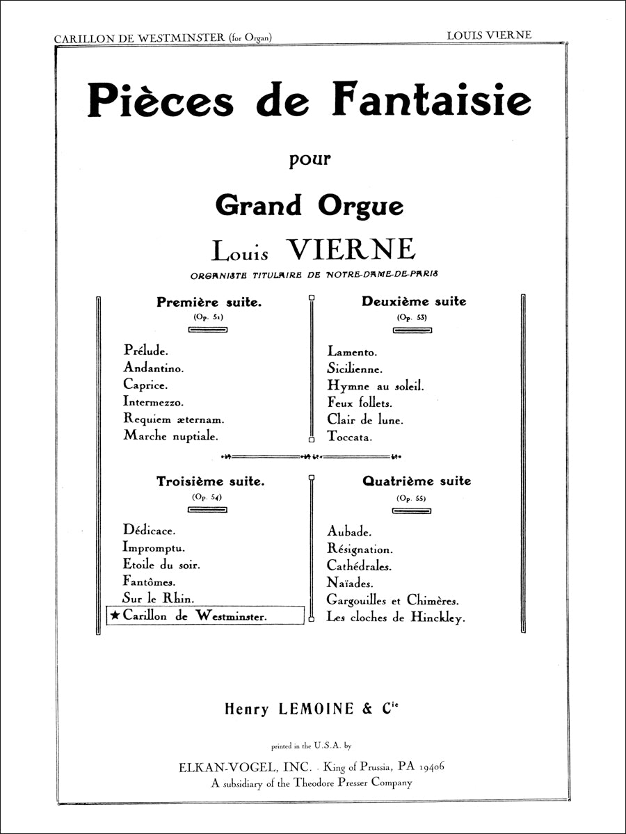 Vierne: Carillon de Westminster