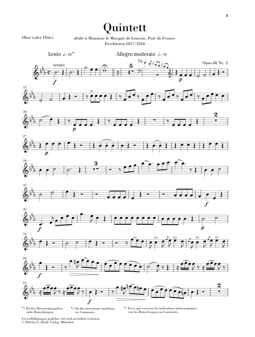 Reicha: Wind Quintet in E-flat Major, Op. 88, No. 2