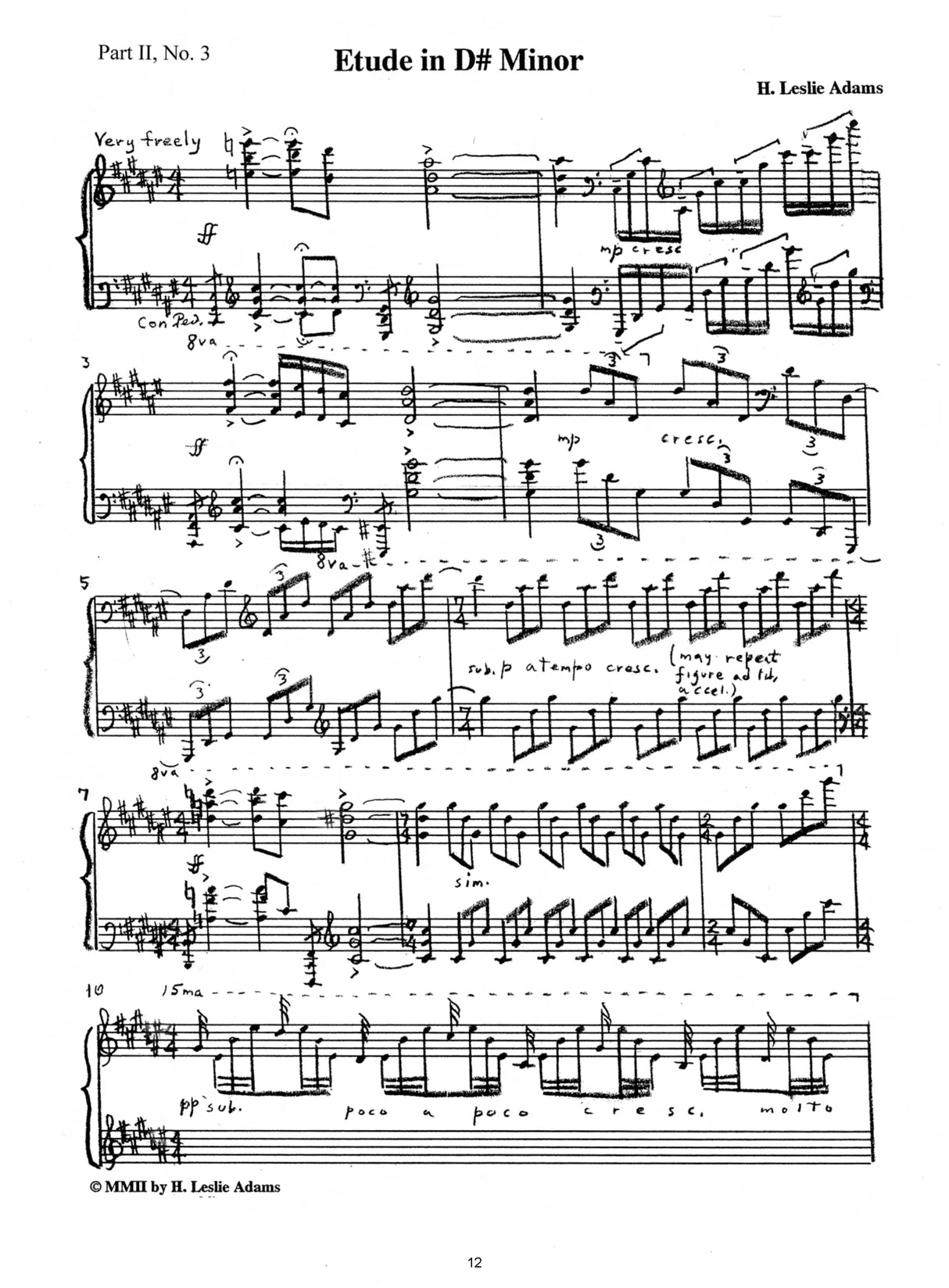 H.L. Adams: Etudes for Piano - Volume 2 (Nos. 13-24)