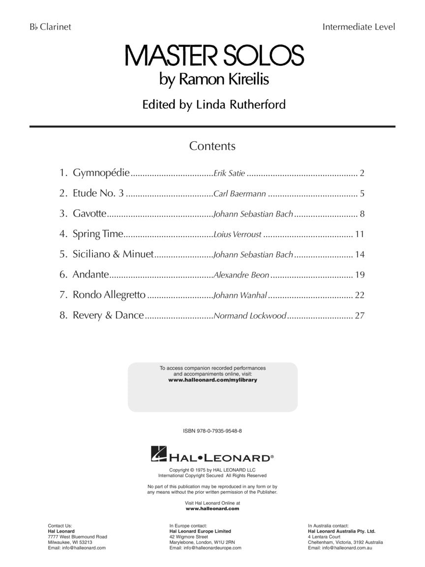 Master Solos: Intermediate Level – Clarinet