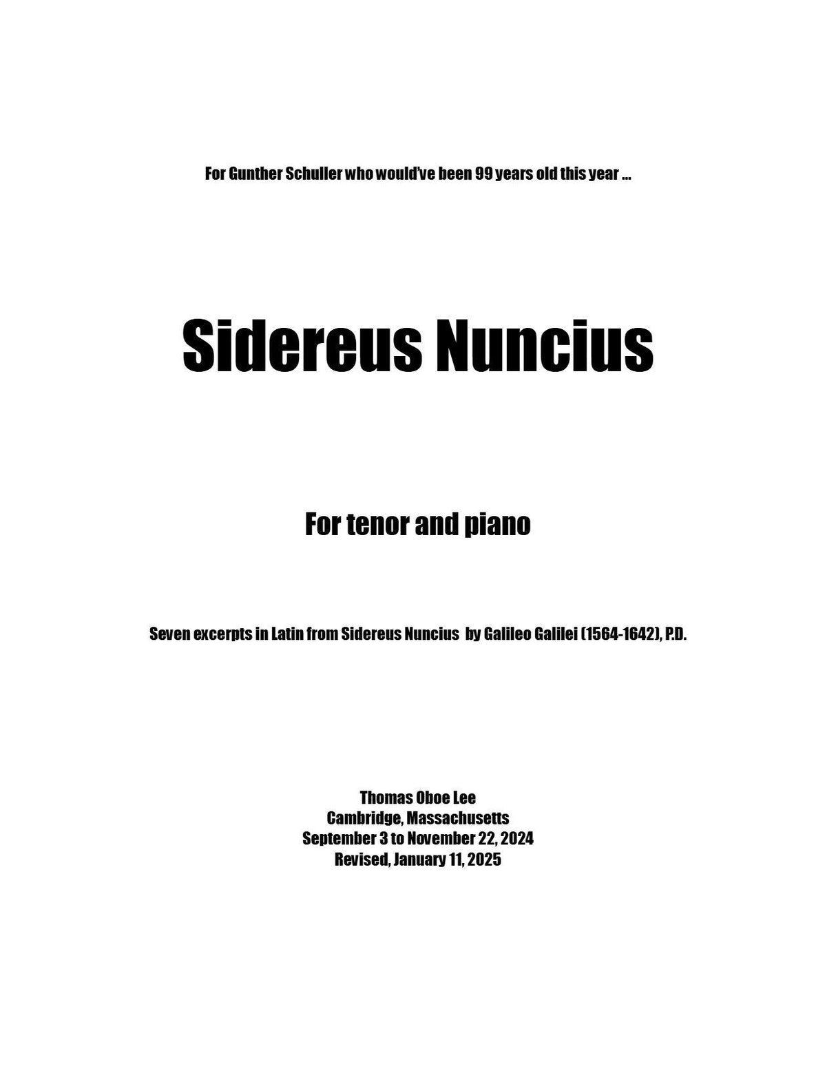 T.O. Lee: Sidereus Nuncius
