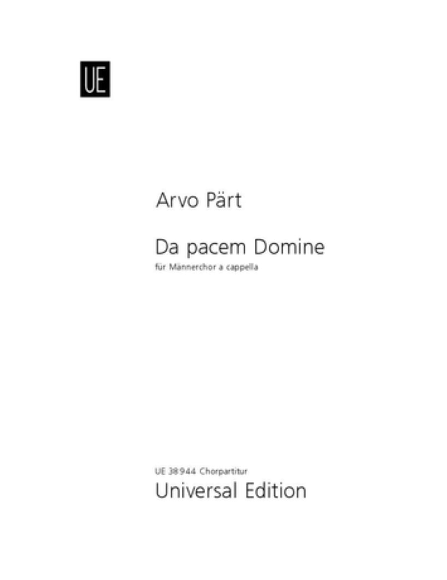 Pärt: Da pacem Domine (arr. for male choir)