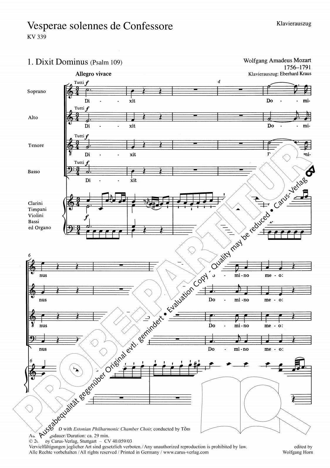 Mozart: Vesperae solennes de Confessore, K. 339