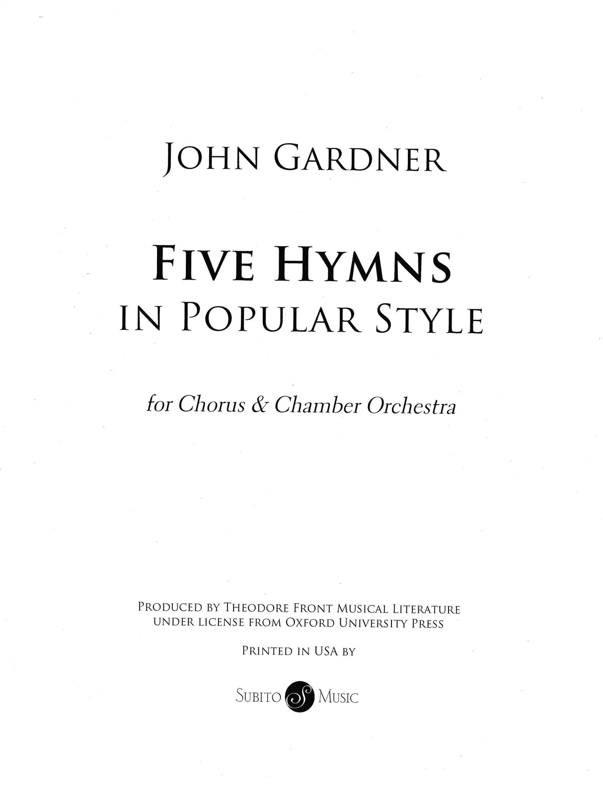 J. Gardner: 5 Hymns, Op. 54 (Version for Choir & Chamber Orcherstra)