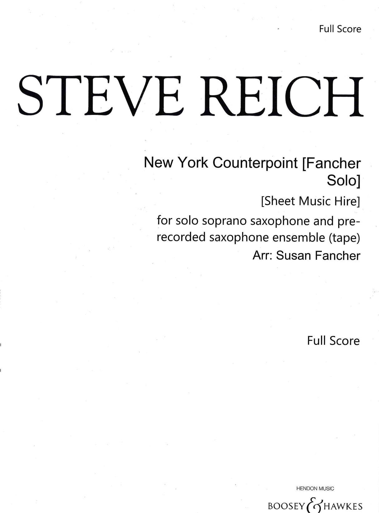 Reich: New York Counterpoint (arr. for Soprano Saxophone by Susan Fancher.)