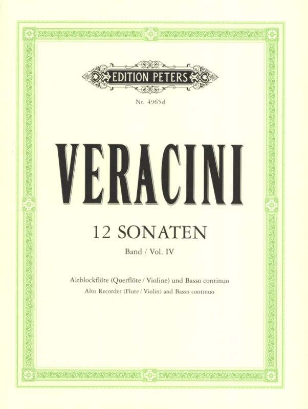 Veracini: 12 Recorder Sonatas - Volume 4 (Nos. 10-12)