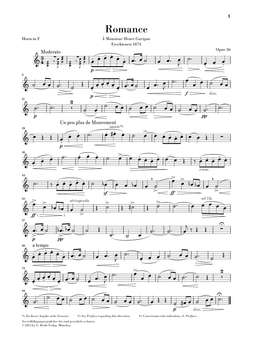 Saint-Saëns: Romances for Horn and Piano