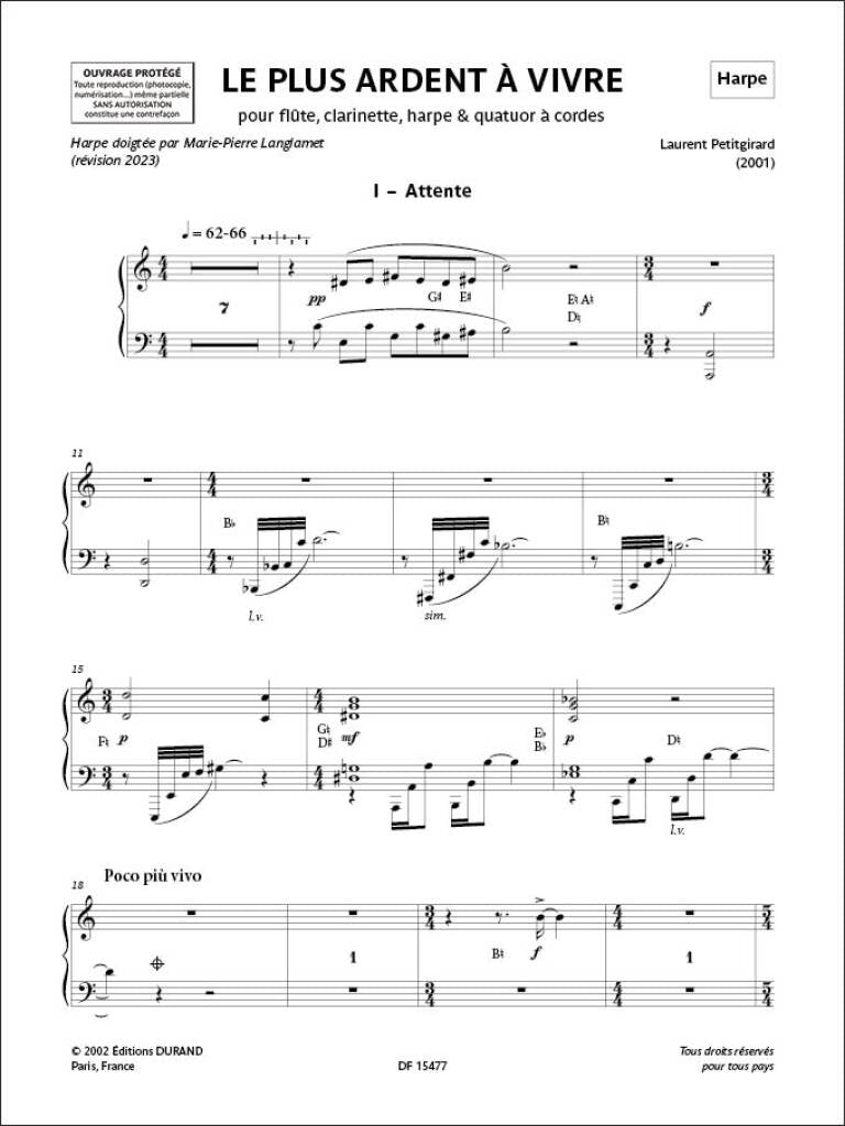 Petitgirard: Le Plus Ardent à Vivre