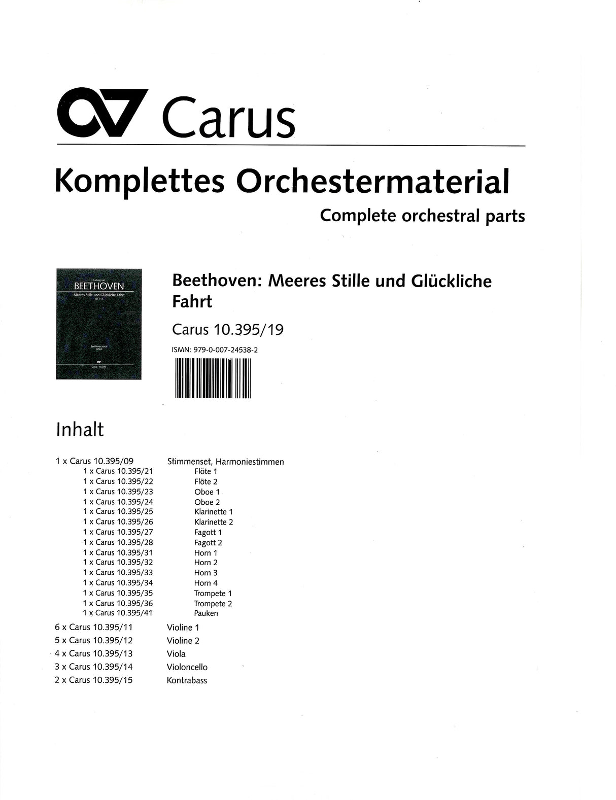 Beethoven: Meeres Stille and Glückliche Fahrt, Op. 112
