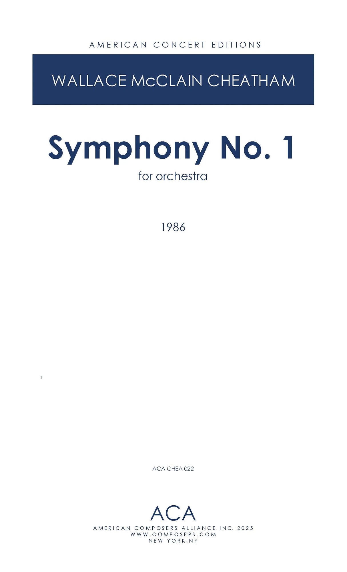 Cheatham: Symphony No. 1