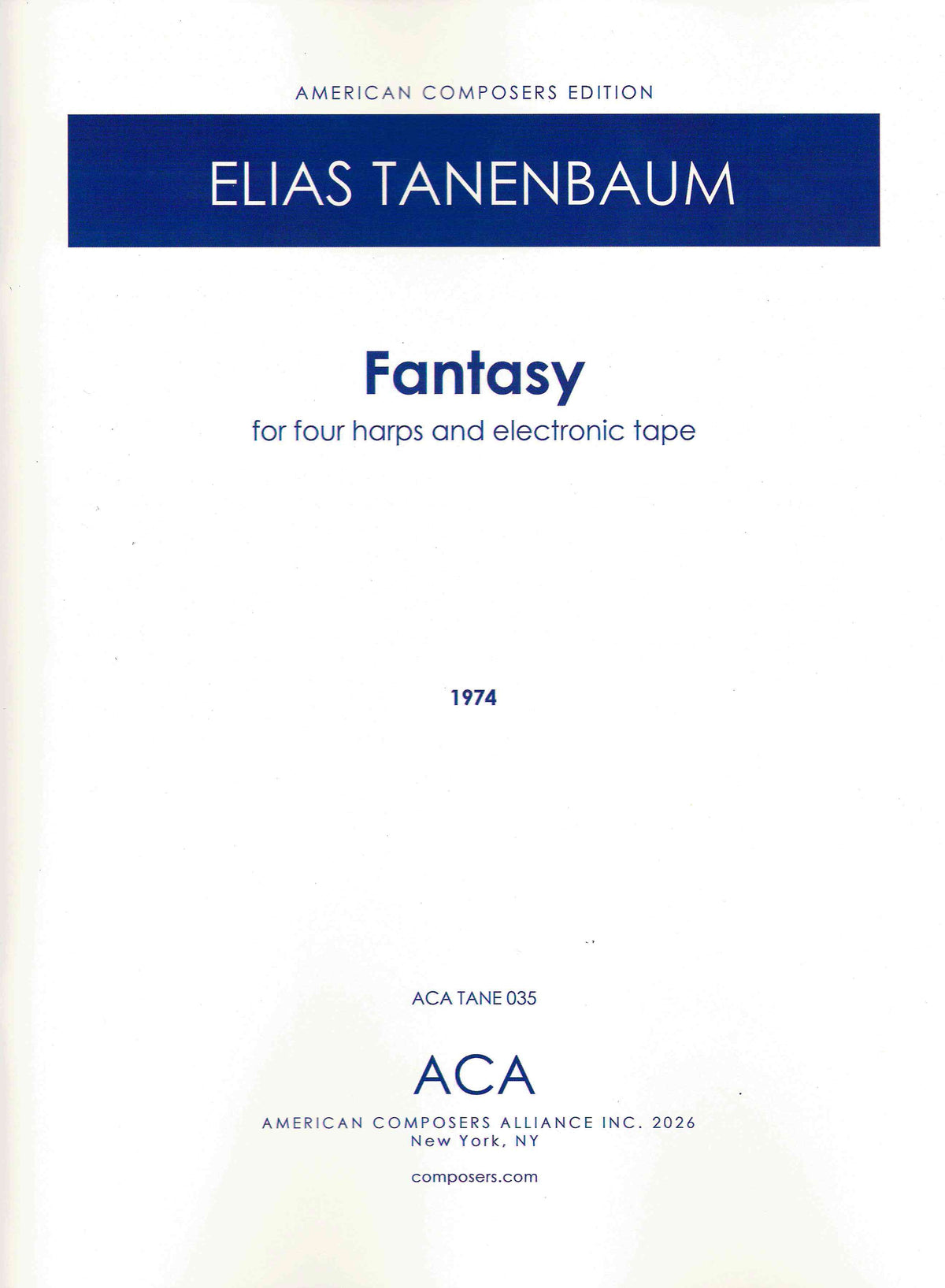 Tanenbaum: Fantasy for 4 Harps & Tape
