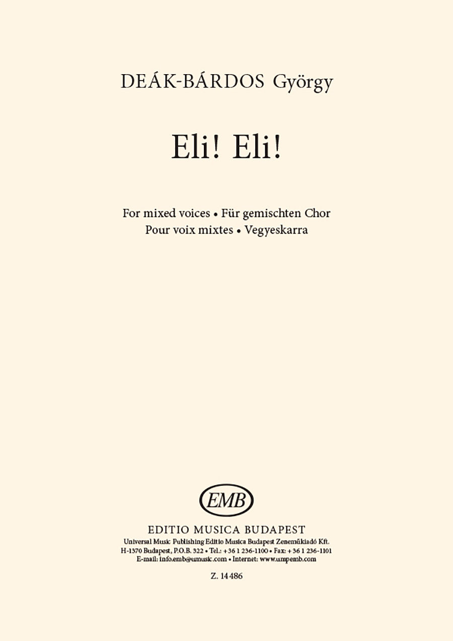 Deák-Bárdos: Eli! Eli!