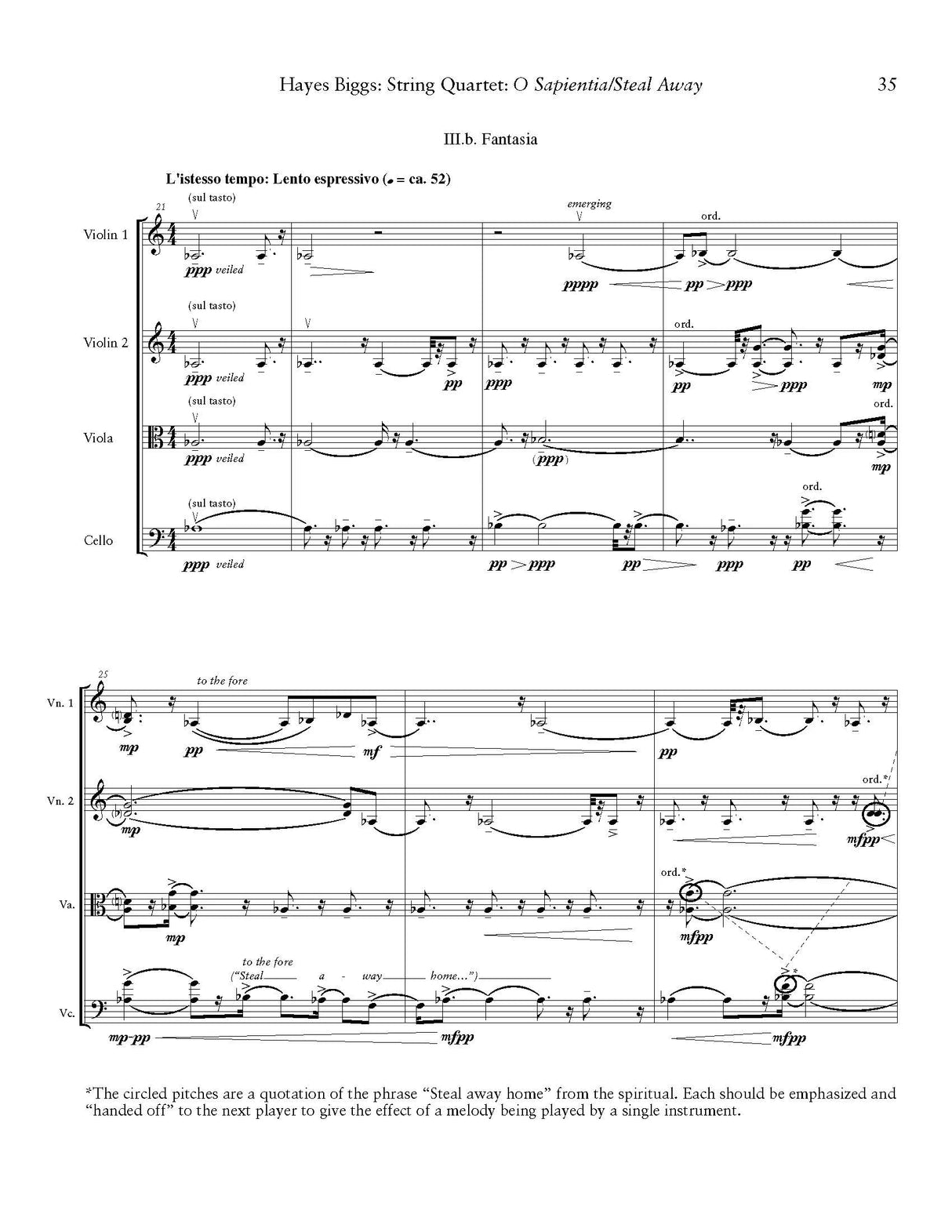 H. Biggs: String Quartet No. 1